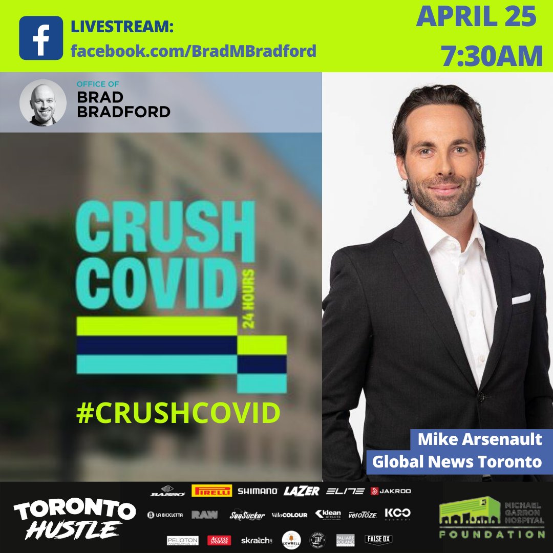 Toronto_Hustle's tweet photo. GOOD MORNING!

The sun is up and we are feelin' GOOD. 

We have an exciting lineup of special guests this morning. We hope you'll join us on Zoom or our Facebook live as we continue to ride in support of frontline healthcare workers!
#CRUSHCOVID https://t.co/bRVdyoWLQT