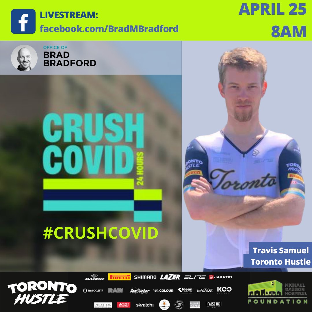 Toronto_Hustle's tweet photo. GOOD MORNING!

The sun is up and we are feelin' GOOD. 

We have an exciting lineup of special guests this morning. We hope you'll join us on Zoom or our Facebook live as we continue to ride in support of frontline healthcare workers!
#CRUSHCOVID https://t.co/bRVdyoWLQT