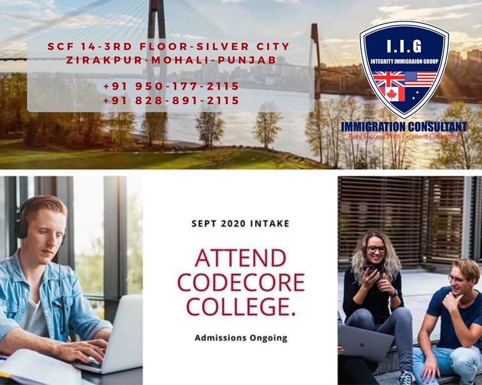 IntegrityImmigr's tweet image. #CodeCore College Accept September 2020 Intake
👉𝐎𝐟𝐟𝐞𝐫 𝐋𝐞𝐭𝐭𝐞𝐫 𝐖𝐢𝐭𝐡 𝐈𝐧 𝟐 𝐭𝐨 𝟑 𝐃𝐚𝐲𝐬
👉𝐂𝐨𝐧𝐝𝐢𝐭𝐢𝐨𝐧𝐚𝐥 𝐎𝐟𝐟𝐞𝐫 𝐋𝐞𝐭𝐭𝐞𝐫 𝐀𝐯𝐚𝐢𝐥𝐚𝐛𝐥𝐞
👉𝐃𝐮𝐨𝐥𝐢𝐧𝐠𝐨 𝐀𝐜𝐜𝐞𝐩𝐭𝐞𝐝
#Chandigarh #Punjab #haryana #delhi #studyvisa #canadavisa #canada