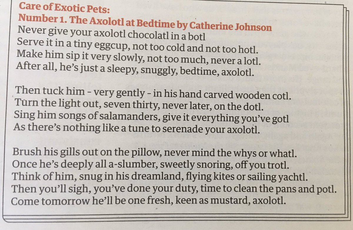 @SudiosYt my axolotl poem from #littlebookofhopes edited by #katherinerundell is in  @guardian today