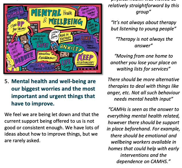  #CareExpConf Key Message 5: Mental health andwell-being are our biggest worries and the most important andurgent things that have to improve  @NadineDorries  @TulipSiddiq  @MattHancock  @JonAshworth  @CommunityCare  @SocietyGuardian  @LynRomeo_CSW  @BASW_UK  http://careexperiencedconference.com/reports 