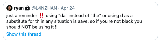 okay so this person went on private but i'm able to still get a screenshot of the tweet, probably bc i'm on cache or somethingBut as a black caribbean american myself i'm here to tell literally any concerned non-black person that this tweet is bullshit