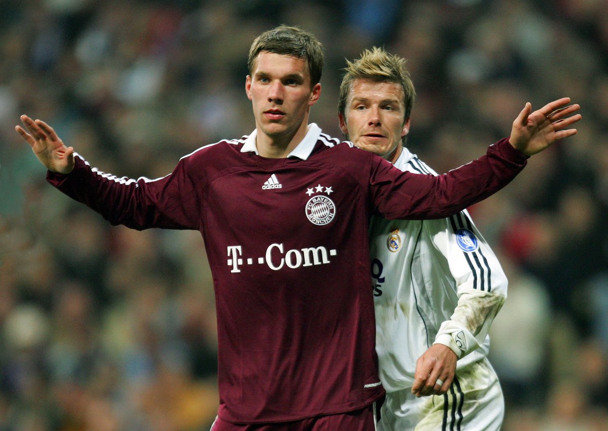 Lukas Podolski Com Throwback One Of My First Champions League Matches Lp11 X Db23 Beckham Championsleague