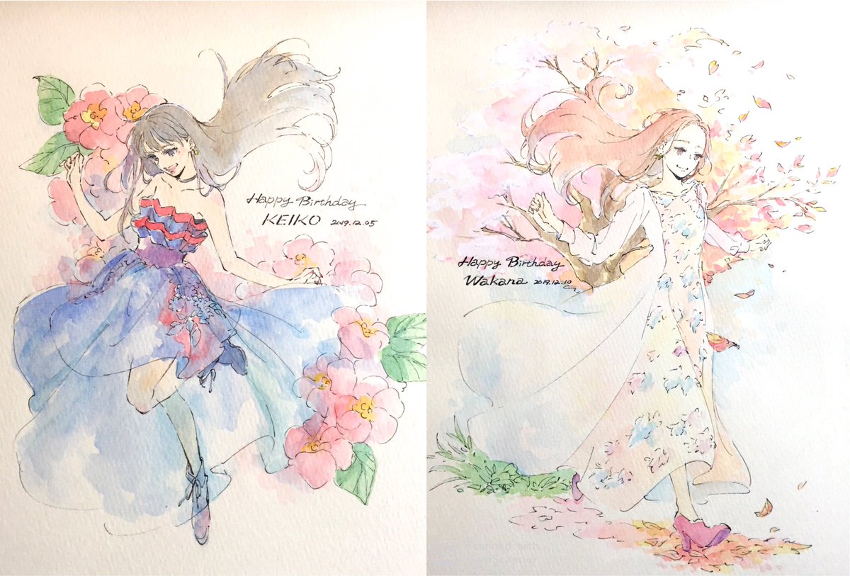 #絵描き繫がれ
バトンいただきました!
ふぃなちゃんの3人や奈々ちゃん、たかにしやさん絵は最近のライフワークと化しているので入れました!好きな人たちの絵を描くことが大好き人間なので3次絵ばっかりになったよ。 