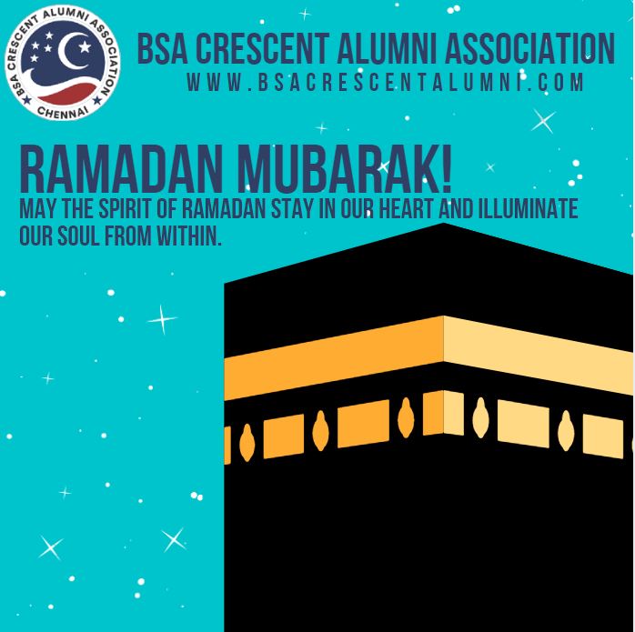 BsaCrescent's tweet photo. MAY THE SPIRIT OF RAMADAN STAY IN OUR HEART AND ILLUMINATE OUR SOUL FROM WITHIN.
#crescentalumni #bsacrescentalumni #bsaalumni #crescentchennai #crescentengineering #bsaaa https://t.co/WjF8D3Ro0z