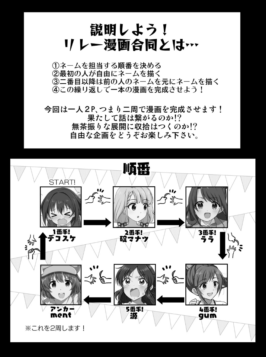ずっと前からやりたいと思ってたリレー漫画合同できました!そもそも成立するのか疑問だったけどちゃんと漫画になるんだなという検証もできて楽しかったです!楽しい本です!!
宅配ドージン!(https://t.co/XGyX7eA4oJ)
メロンブックス(https://t.co/VCjZRYwfSd) 