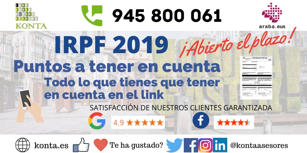 ¿QUE TENER EN CUENTA EN LA RENTA?
⚠️ No cometas errores ‼️

Toda la información: konta.es/irpf-alava-pun…

- Declaración CONJUNTA o INDIVIDUAL
- Las DEDUCCIONES más importantes: vivienda (compra y alquiler), hijos y nietos, padres y abuelos...
- ¿Etiquetas?