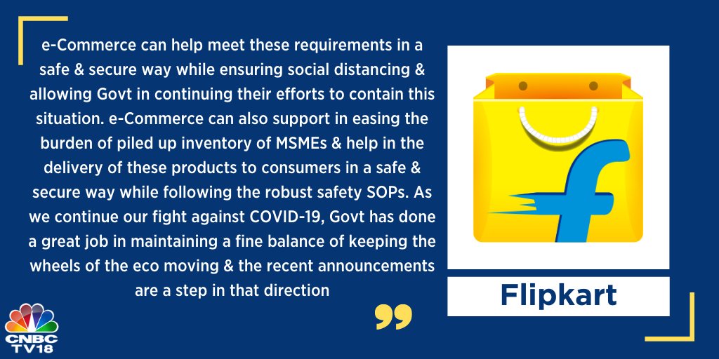 CNBCTV18Live's tweet photo. .@Flipkart: The safety of the public remains the top priority during this unprecedented health crisis &amp; Government’s efforts in ensuring that there is minimal spread of #COVIDー19 has been commendable https://t.co/Vevd22gMAn