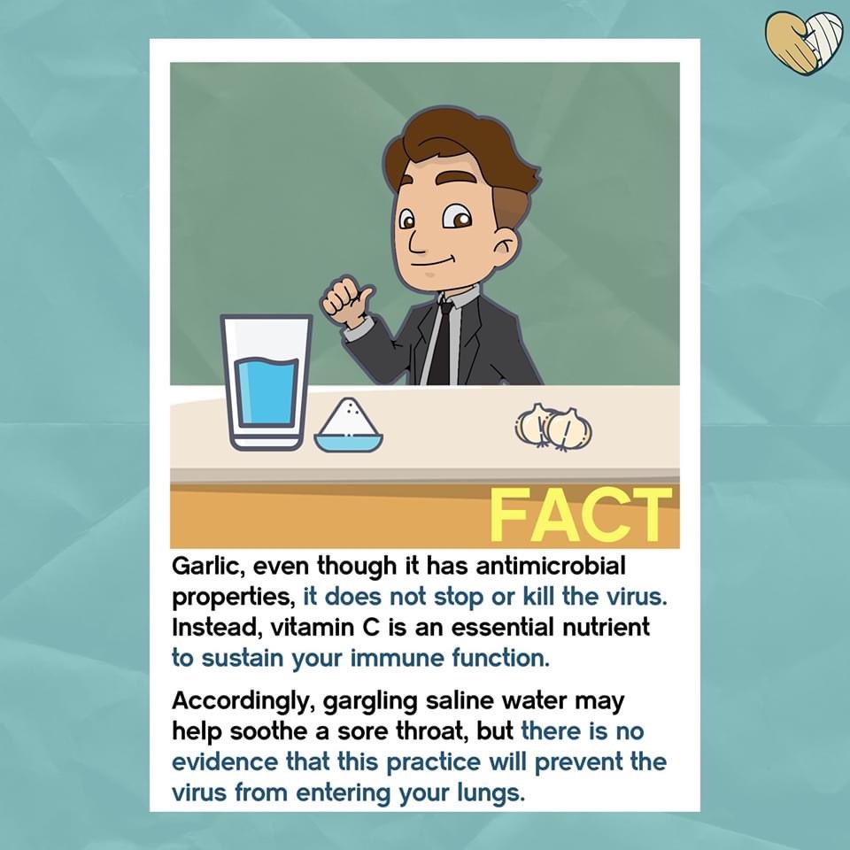 theinitiativeph's tweet photo. Although garlic has antimicrobial properties these don't protect you from the coronavirus. Stay at home, wash your hands frequently, and stay updated on #COVID19!

#InformPH

Caption by Cheska Firmalo
Pubmats by Prince Cetron
Research by Aldrich Gozum https://t.co/0h45Pb7SSJ