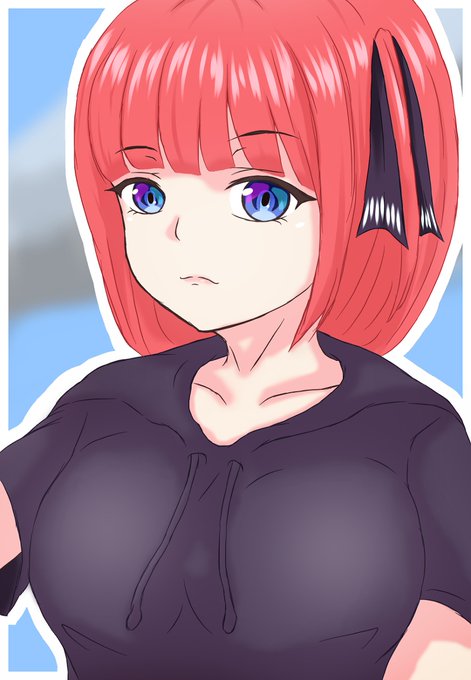 Potoy01さんがTwitterに投稿した中野二乃(五等分の花嫁)のイラスト。