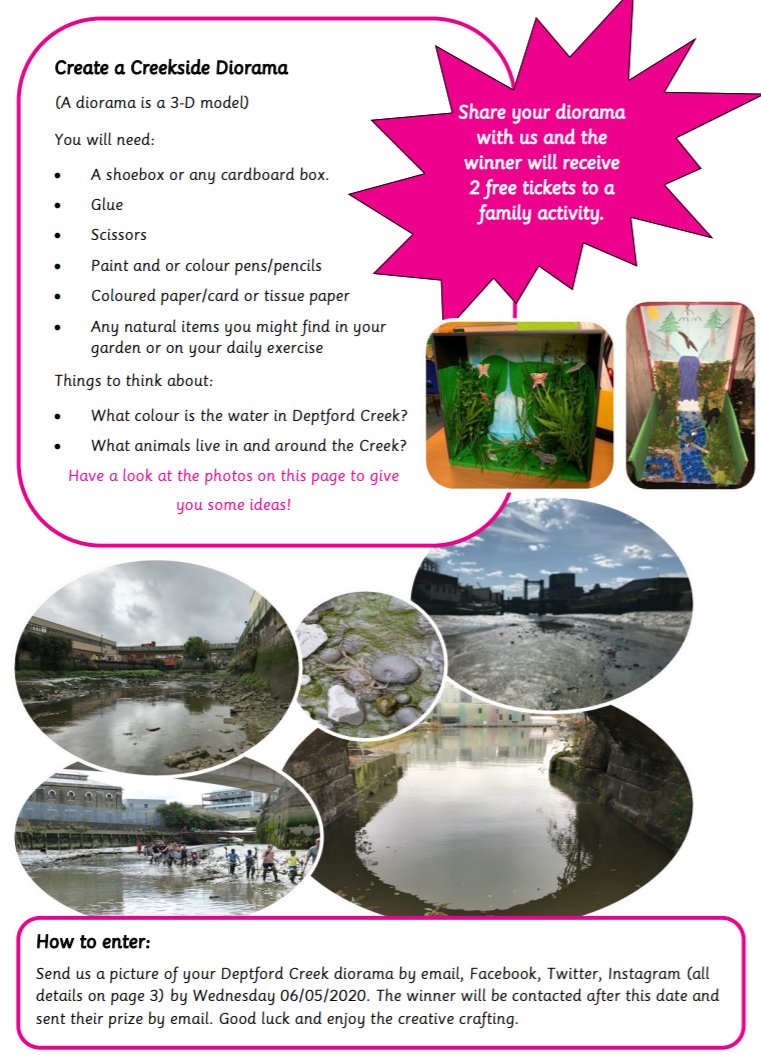 A reminder that we have a Creekside Diorama Competition still running until May 6th! So far we have received some really good entries and would like for you to keep them coming. 2 free tickets to a family activity are up for grabs. Check out the picture for more details!
