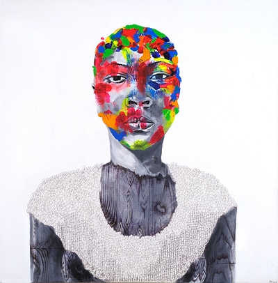 JessicaMariaHo1's tweet photo. This painting brings back memories. 
#art #artist #painter #acrylic #acrylicpainting #paletteknife #ink #patterns #colors #mask #female #portraiture #contemporaryart #blackart #womenartists #strength #Connersmithdc https://t.co/IGtgWTuSmZ