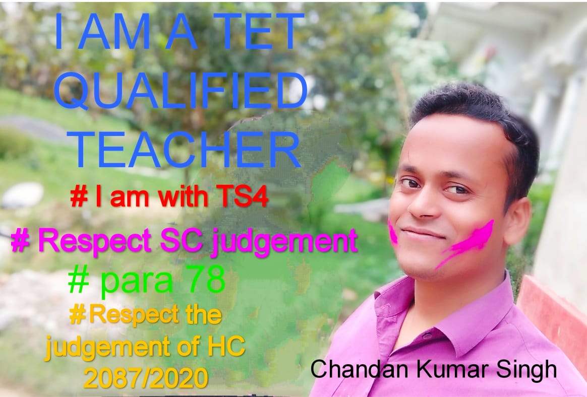 Chandan21308929's tweet photo. I am a TET Qualified Teacher. I deserve to be appointed as a regular teacher.
#IamWithTS4 #CJWC_2087/2020 #RespectSCJudjement #Para78
@News18Bihar @BBCHindi @ZeeBiharNews @DainikBhaskar @JagranNews @htTweets @Live_Hindustan https://t.co/vwmLpOxGXK