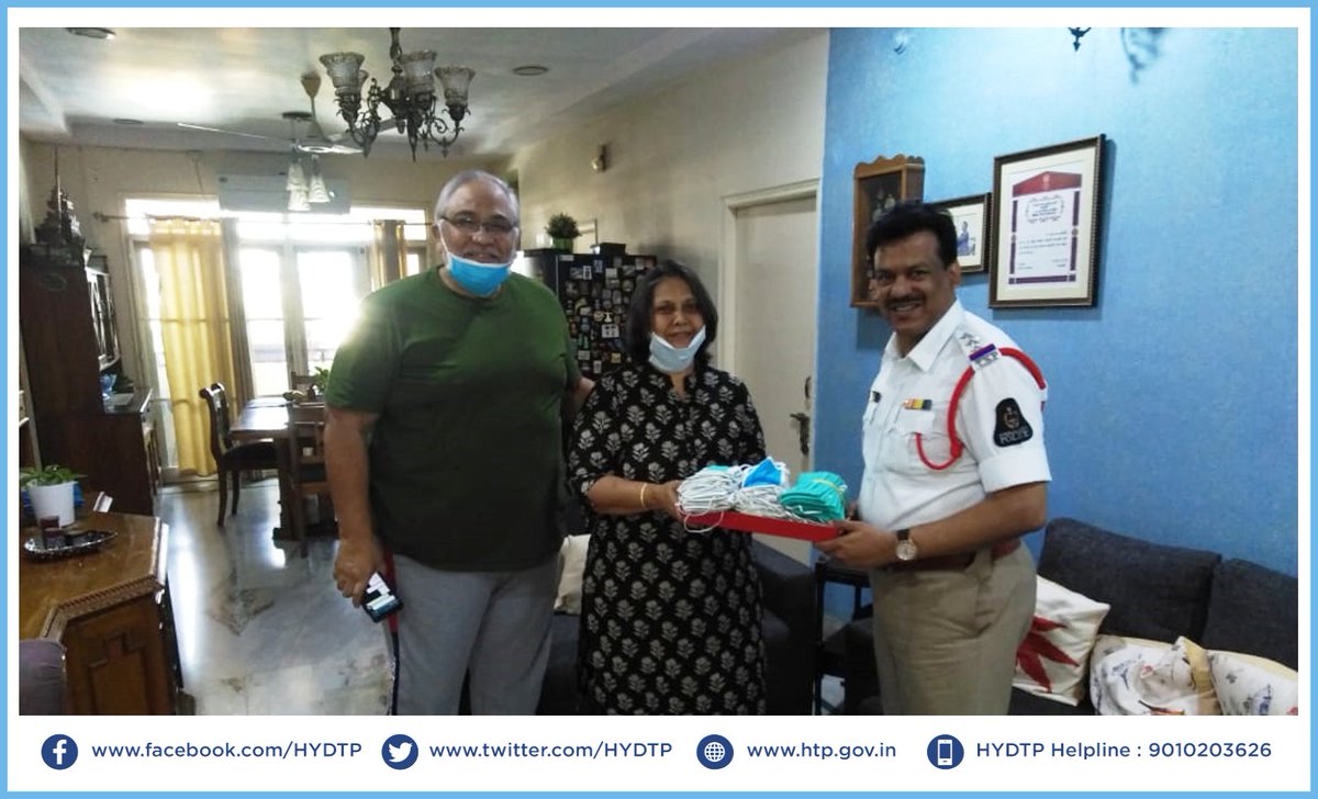 HYDTP's tweet image. #HYDTPinfo

Today Smt. Farzana Ali, Rotarian, wife of Sri. M.S. Ahmed Ali, Retd. DIG CRPF provided 500 handmade reusable face masks to @HYDTP.  

Thank you so much madam. 
 
@Rotarysecwest @AddlCPTrHyd #COVID2019