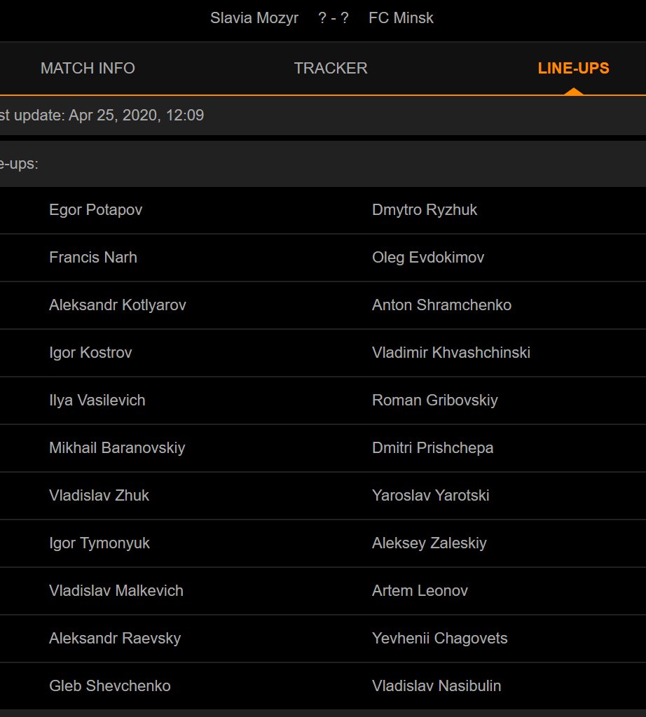 First game of the day sees Slavia Mozyr host Minsk. Team news below: