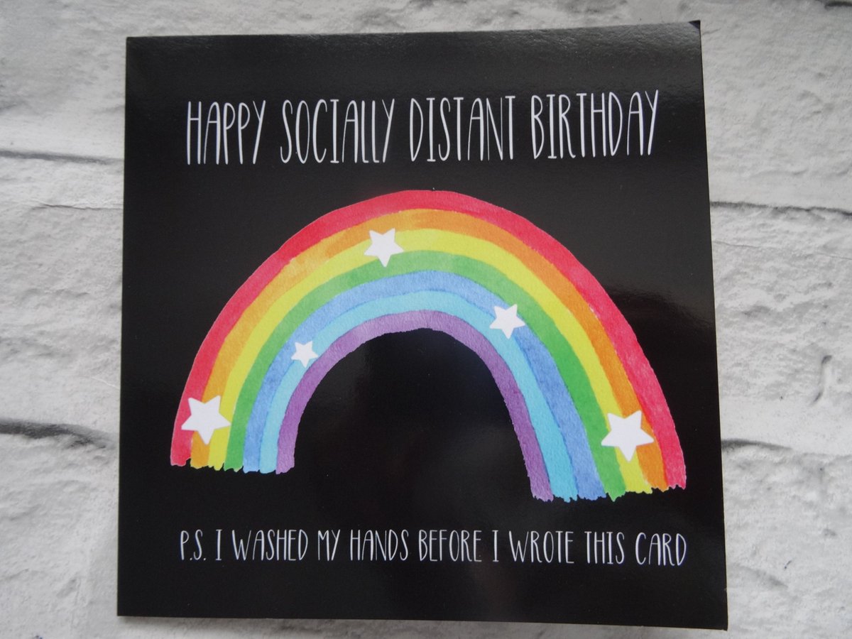Missing out on being with your loved one for their birthday? Check out my Social Distancing Birthday Cards in my Etsy Store etsy.me/2xb07U8 #socialdistancecard #worstbirthdayever #lockdownbirthday #washyourhands #louisepottondesigns #birthdaycard #rainbow