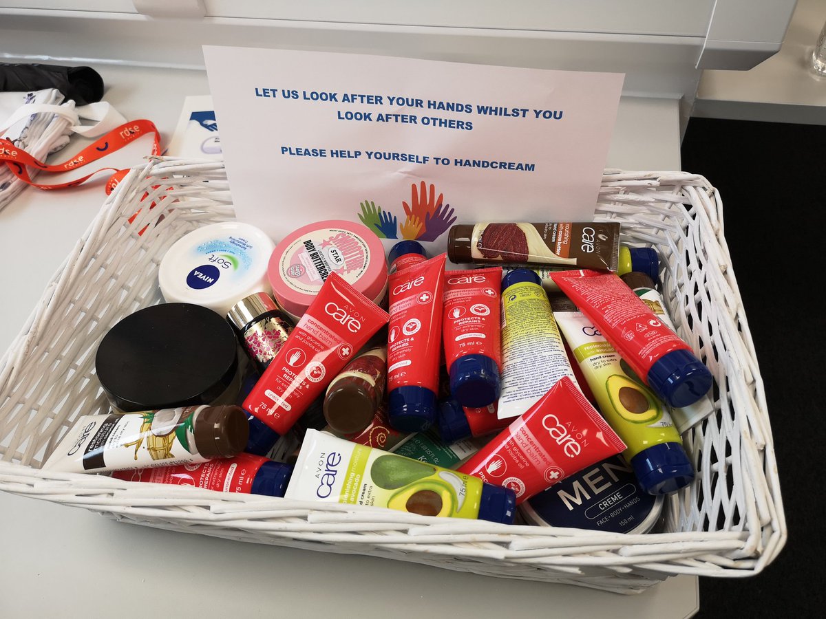 HeatherJMorgan's tweet photo. My friend Yvonne rallied round her customers and friends and sent in hand cream for staff. Few boxes dropped to #icu #theatres today...rest for the charity office on Monday. Thank you #crediton https://t.co/u0JhYjDnsC
