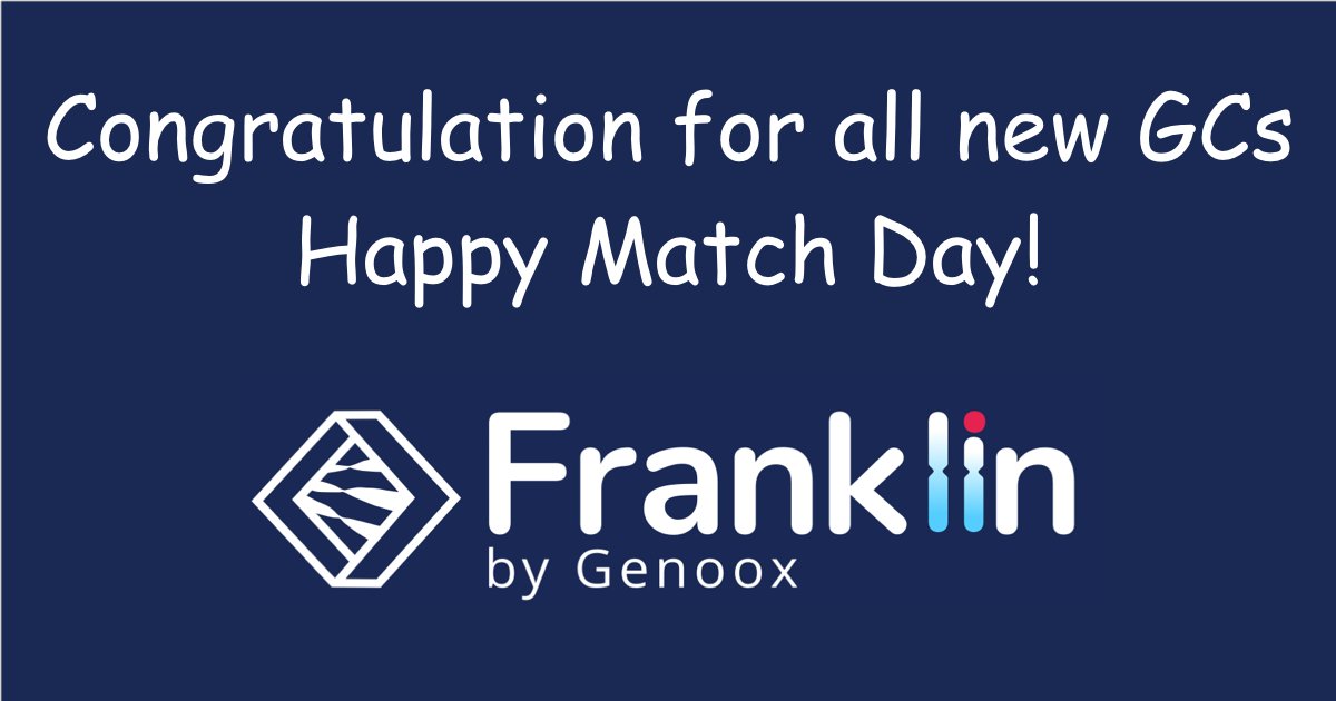 Happy Match Day #gcchat 👏🏻 Congratulations to all future GCs that matched today!
Genoox welcomes you all to check out Franklin - FREE variant interpretation tool, perfect for new GCs. Join our community today! bit.ly/2VAKgaC 
 #GCMatch2020
