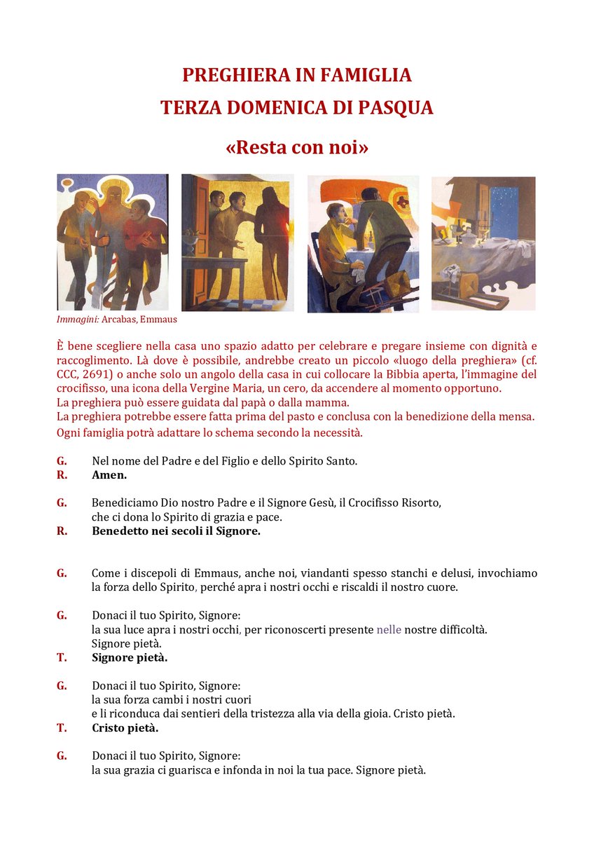 UCSCEI's tweet photo. Il Vangelo della Terza Domenica di #Pasqua narra l’esperienza dei due discepoli di Emmaus, un racconto che non finisce mai di stupire. Ecco uno schema per aiutare le famiglie a vivere a casa questa domenica.

📕 Qui il Sussidio in PDF: https://t.co/ExKVgCLM90 https://t.co/tfKFWbfBgS