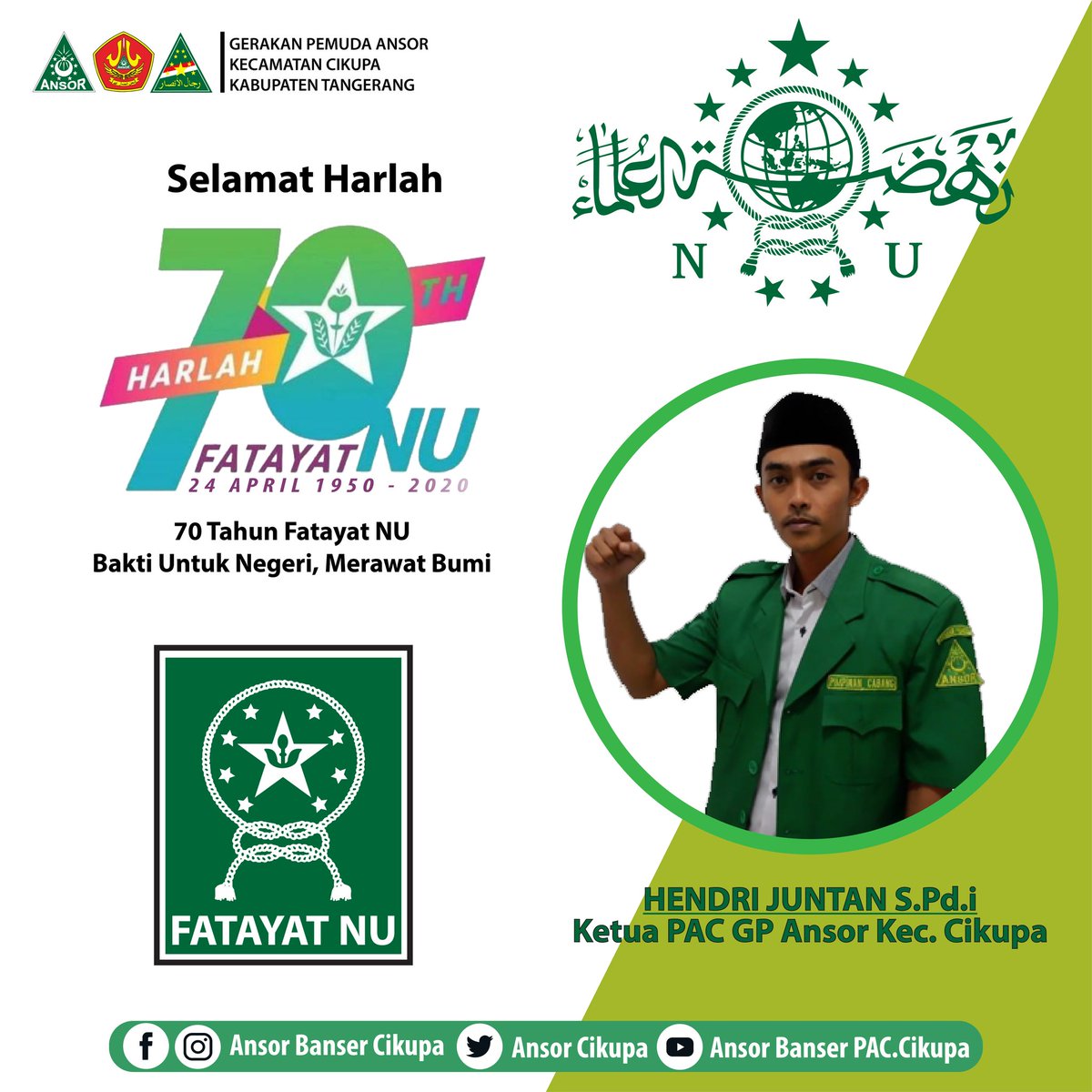 AnsorCikupa's tweet photo. Selamat harlah Fatayat NU yang ke 70
Teruslah mengabdi memberikan yang terbaik bagi agama, bangsa dan negara
โข
โข
#nu #nahdlatululama #pbnu
#ansor #banser #ansorbanser #denwatser #rijalulansor #aswaja #santri #islamnusantara #fatayat #harlah #harlahfatayat #harlahfatayatnu70 https://t.co/J1aDEM2vHD