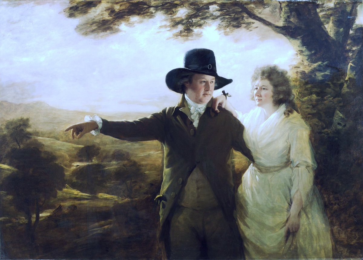 Raeburn (1791) painted Sir John & Lady Clerk of Penicuik. It is the ultimate image of middle-aged love. The great Scot poured his heart into the work. Sir John’s pose is borrowed from the Apollo Belvedere & the couple are seen Contre-jour. A work of genius.