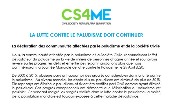 Civil Society For Malaria Elimination (CS4ME) tweet media