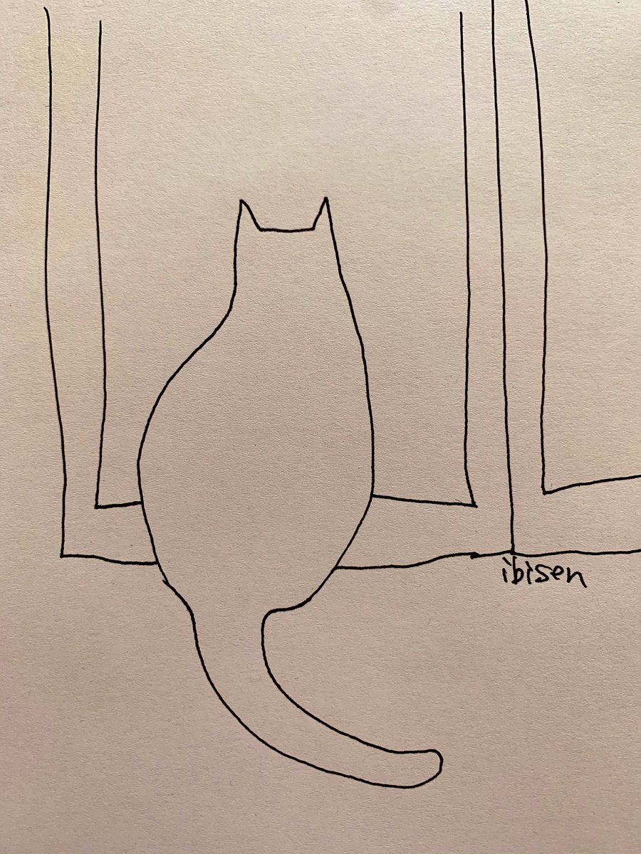 いびつなせんが こうゆうのに水彩でおしゃれに色つけたりしたいなあ しないけど 線画 ねこイラスト ペン画 絵描き繋がれ とりあえずリツイートしてくれたり