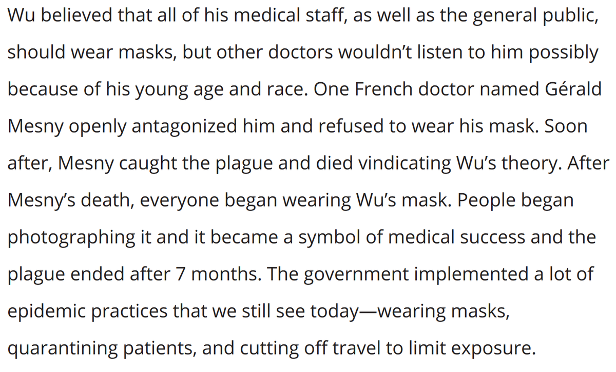 Western doctors didn't believe the young Malaysian-Chinese doctor, Wu Lien-teh, who realized that the 1910 Manchurian Plague was transmitted through the air, and that a simple cotton mask could reduce transmission.But then, everything changed... 1/4 https://99percentinvisible.org/episode/masking-for-a-friend/