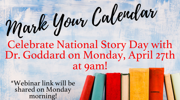 Join us this Monday at 9am for storytime with Dr. Goddard to celebrate National Story Day! We can't wait to see what book he picks! #OneHeartOneLovejoy!
