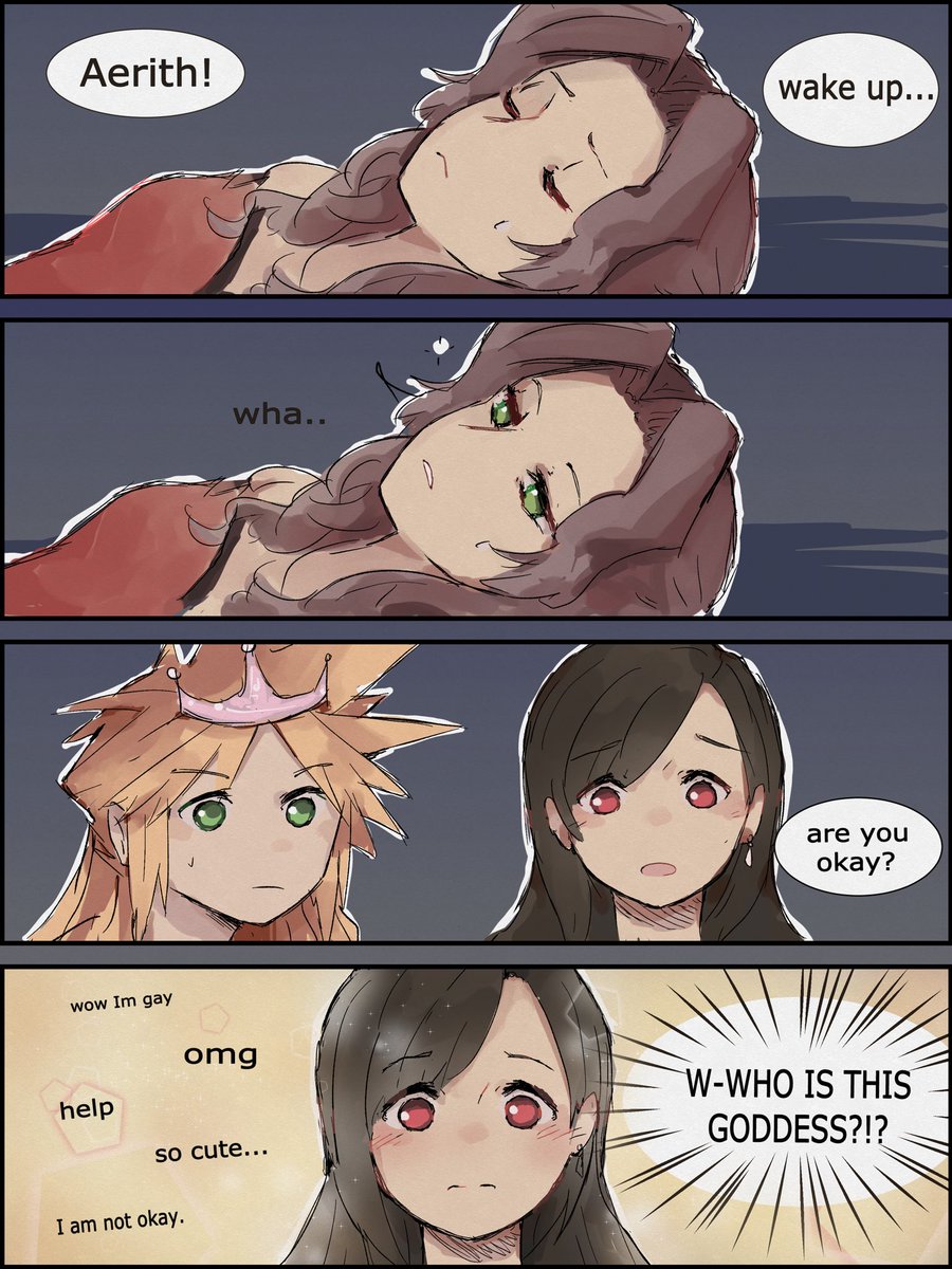 A small tale of Aerith having an internal meltdown over seeing Tifa for the first time...

#FF7R #Tifa #Aerith 