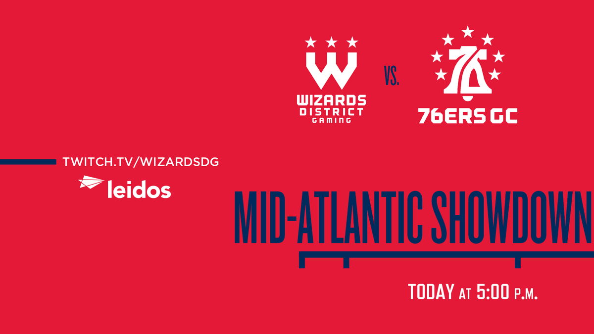 WizardsDG's tweet photo. MID-ATLANTIC SHOWDOWN
@WizardsDG ๐ค vs๐ค @76ersGC
Tonight 5pm ET on https://t.co/4pTQBz9FBh
#RunTheDistrict I @LeidosInc https://t.co/JDKgSMzkOz