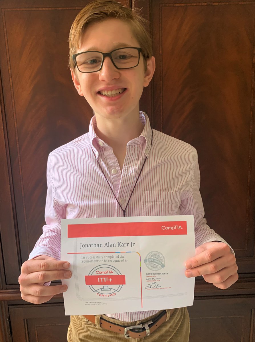 EdenKonja's tweet image. Super proud of our Notre Dame Technology Services Apprentice for earning the @CompTIA ITF+ #ITFundamentals Certification #ITCert #TechApprentice

Jonathan is a @NDPMA senior that had his school year altered due to Covid-19 - took the opportunity to learn and grow. #GoIrish