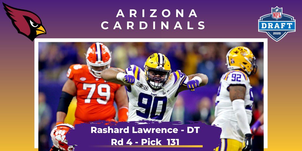 TalkingTigs's tweet photo. The Arizona Cardinals select Rashard Lawrence with the #131 pick in the #NFLDraft2020  ! https://t.co/M5IOJiH8KX