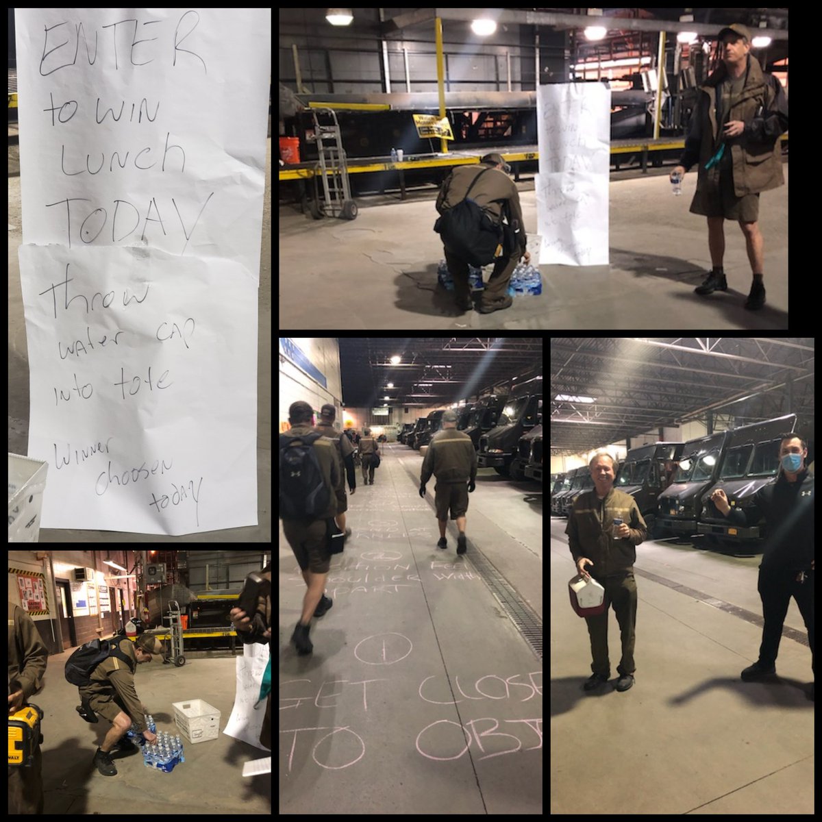 Cap North Drivers had chalk talk w/ the 8 keys to lift/lower &amp; were asked to get a water, drink it &amp; put the numbered cap in a bucket to win lunch. As they grabbed the water they were observed lifting/ lowering. #ned8keys <a href="/jenkowalik/">Jennifer Kowalik</a>  <a href="/JonNeroni/">Jon Neroni</a> @KurtMarxSafety <a href="/NortheastUPSers/">NortheastUPSers</a>
