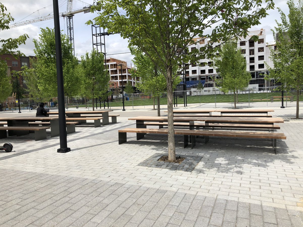 Along the Met Branch Trail, Foulger-Pratt’s Eckington Park is under construction with 327 apartments and retail. It sits next to a new 2-acre park, which remains mostly fenced off but with some seating open on the edge.