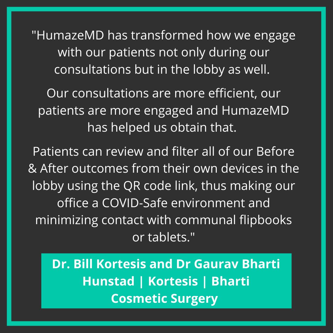 HumazeMD's tweet image. Maintain a Covid-safe lobby with HumazeMD. Patients can access your Before &amp;amp; After outcomes from their own devices using your custom HumazeMD QR code link @billkortesismd @drgauravbharti 
#theaestheticmeeting #plasticsurgery #aesthetics #plasticsurgeons #beforeandafter #covid19
