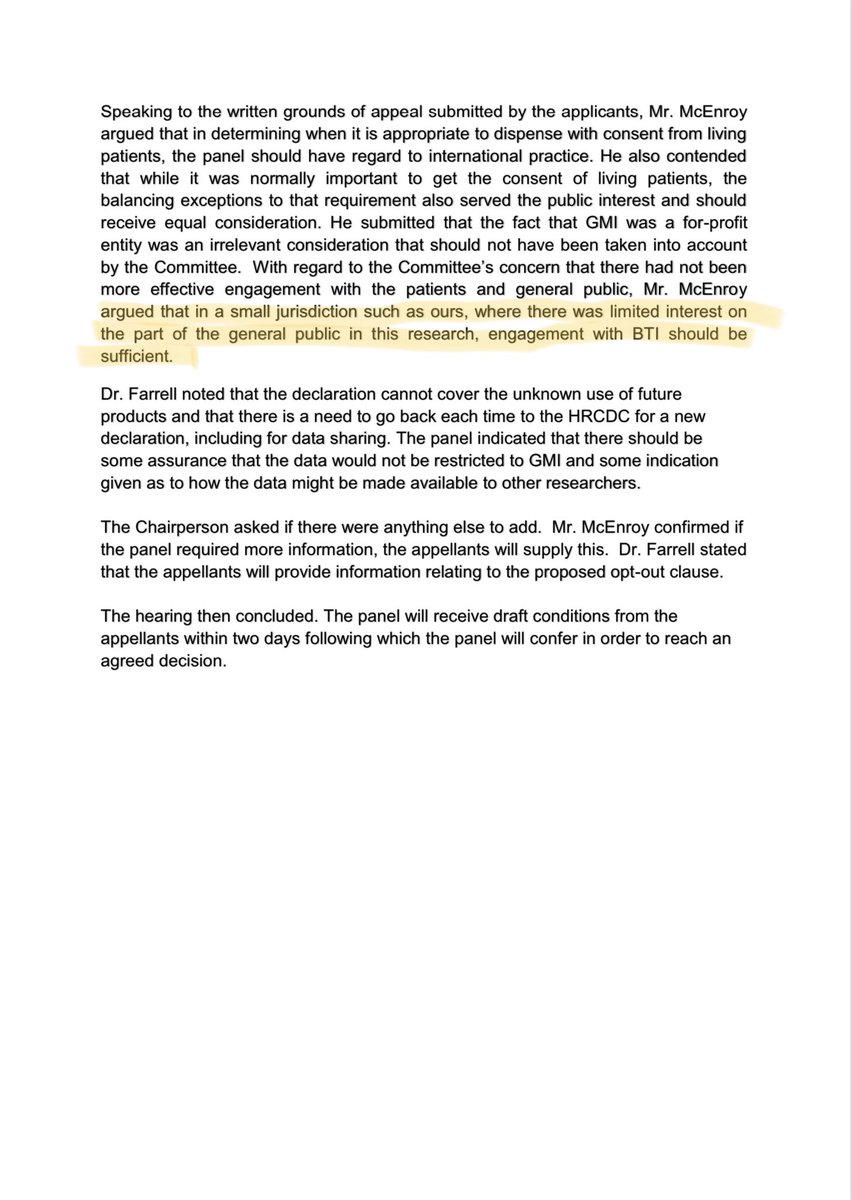 Relying on a lack of guidance available in Ireland, the appellants cited jurisdictions where there is a lesser protection than  #gdpr allow for use data without consent if it is to expensive or difficult to obtain!  https://hrcdc.ie/wp-content/uploads/2019/11/Appeal-Panel-MINUTES-03.09.2019.pdf