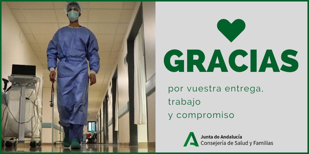jesusraguirre's tweet photo. 💚 Gracias por vuestra entrega, trabajo y compromiso. 

👏🏼 Un aplauso unánime de #Andalucía para todos los profesionales sanitarios que luchan contra el #COVIDー19.

Juntos ganaremos esta batalla. 
Todo el apoyo desde @saludand. https://t.co/yeq4TU3dMg