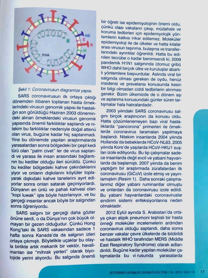 2015 yılında coronavirus hakkında bizleri uyaran hocamız Prof.Dr. Mustafa HASÖKSÜZ <a href="/mhasoksuz/">Prof. Dr. Mustafa Hasöksüz🇹🇷</a> bir Veteriner Hekim.
#DünyaVeterinerHekimlerGünü kutlu olsun.