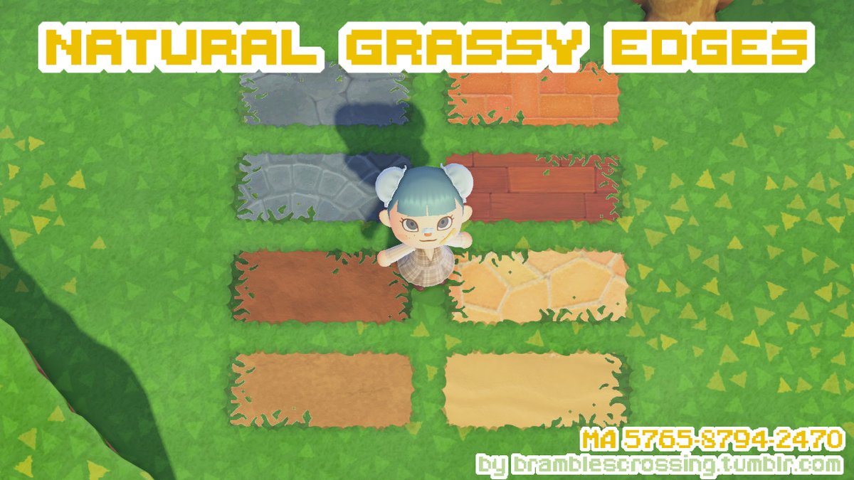 BramsDesigns's tweet image. Some grassy edges to spice up your paths and give your island a more natural feel! ♡ All codes on my creator portal &amp;amp; tumblr!
#ACNHDesign #acnhpattern #ACNHpath  #acnhpatterns #AnimalCrossingNewHorizons #ACNHDesigns #acnhpaths