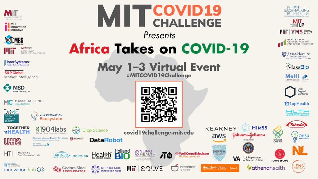 Never has the world needed the #MIT hacking mentality more than right now. Join us from May 1-3, for the 3rd MIT COVID-19 Challenge virtual event, Africa Takes on COVID-19. If you are up for #MITCOVID19Challenge, sign up here: covid19challenge.mit.edu