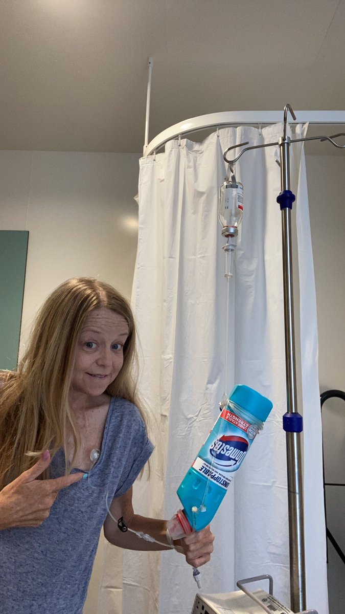 jilli09's tweet photo. I hear bleach does a tremendous job on the lungs, it’s bound to kill Cystic Fibrosis, if only we knew this sooner. Domestos IVs.....I’ll be home in no time 🤣 #hospitalboredom #cysticfibrosis #reallydonald🙄 https://t.co/kMUNFwhu4b