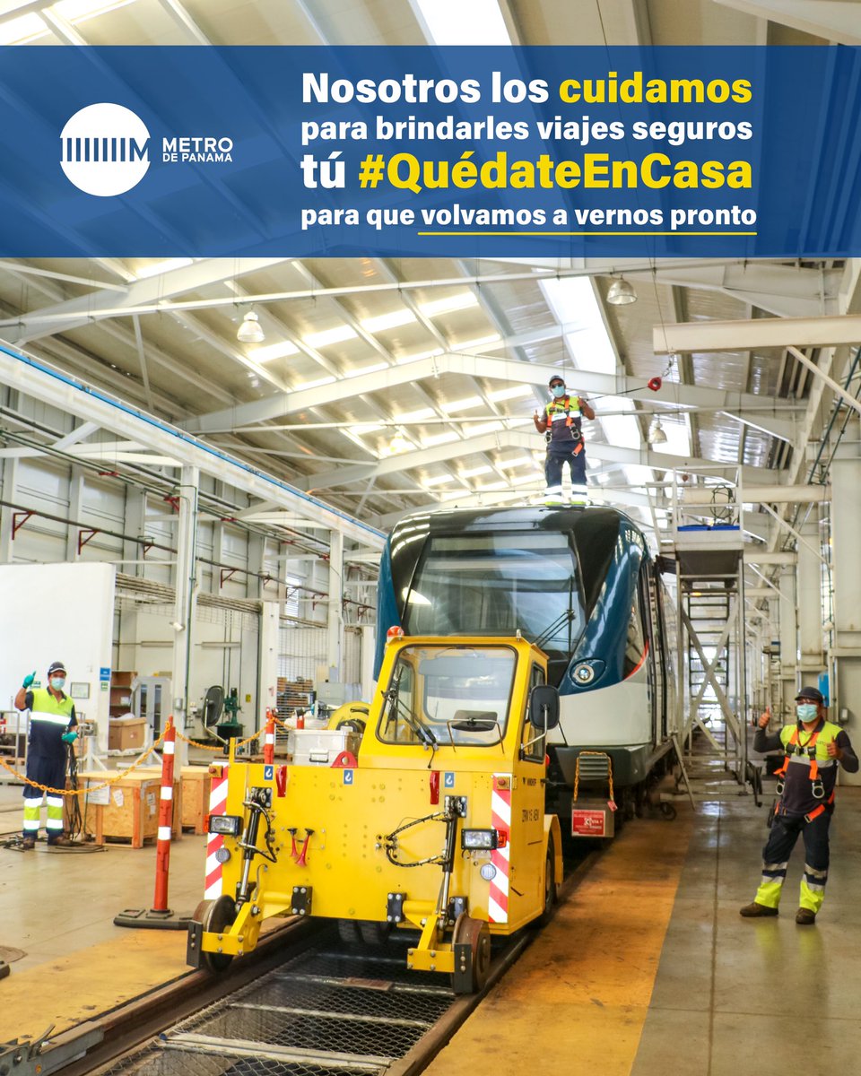 elmetrodepanama's tweet photo. Hoy te saludamos desde nuestros talleres, donde cada 🚉 recibe el mantenimiento necesario para su cuidado. #QuédateEnCasa #ProtégetePanamá https://t.co/842du7VPo6