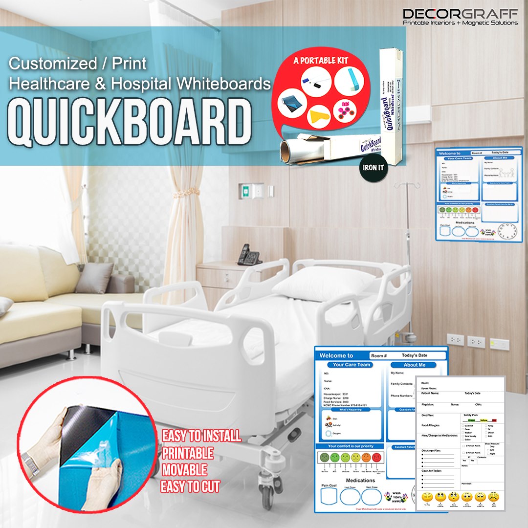 decograff_me's tweet image. Create custom Magnetic healthcare / hospitals whiteboard with #quickboard , easy to install instant whiteboard solution. These are efficient, comprehensive and easy-to-use boards for managing hospital patient-staff communication, time, schedules, notes, patient-tracking and more.