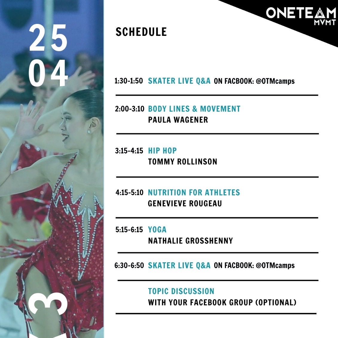 Camp Day 3 kicks off in 4 hours! If you haven't registered, tune in to watch FREE at facebook.com/OTMcamps #synchroskating #InSynchAtHome