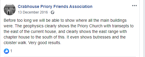 I concede defeat on Crabhouse Priory (Wiggenhall St Mary Mag) although I spent a lot of time on it because crabs. It was a very minor Austin nunnery given interesting as its Cartulary preserved in BL. The owners were doing geophys on the site recently which sounds very exciting.