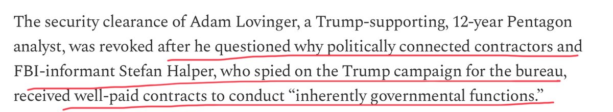 After Trump was elected Adam Lovinger, a pentagon analyst, was assigned to the ONA. He openly questioned why the ONA was giving massive contracts to politically connected private contractors