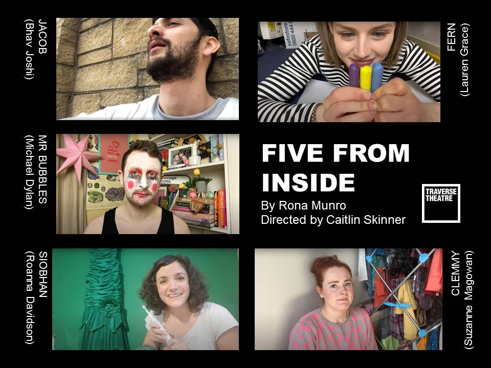 traversetheatre's tweet photo. ⏰ Our #FiveFromInside monologues series from Rona Munro, directed by @caitskin and featuring @TheMichaelDylan @AmyRoanna @Bhavvvy @WeeLaurenGrace @SuzanneMagowan is available to watch for just one more week:

📽️ https://t.co/ArGvPLL6HG https://t.co/G1EXFgoPAN