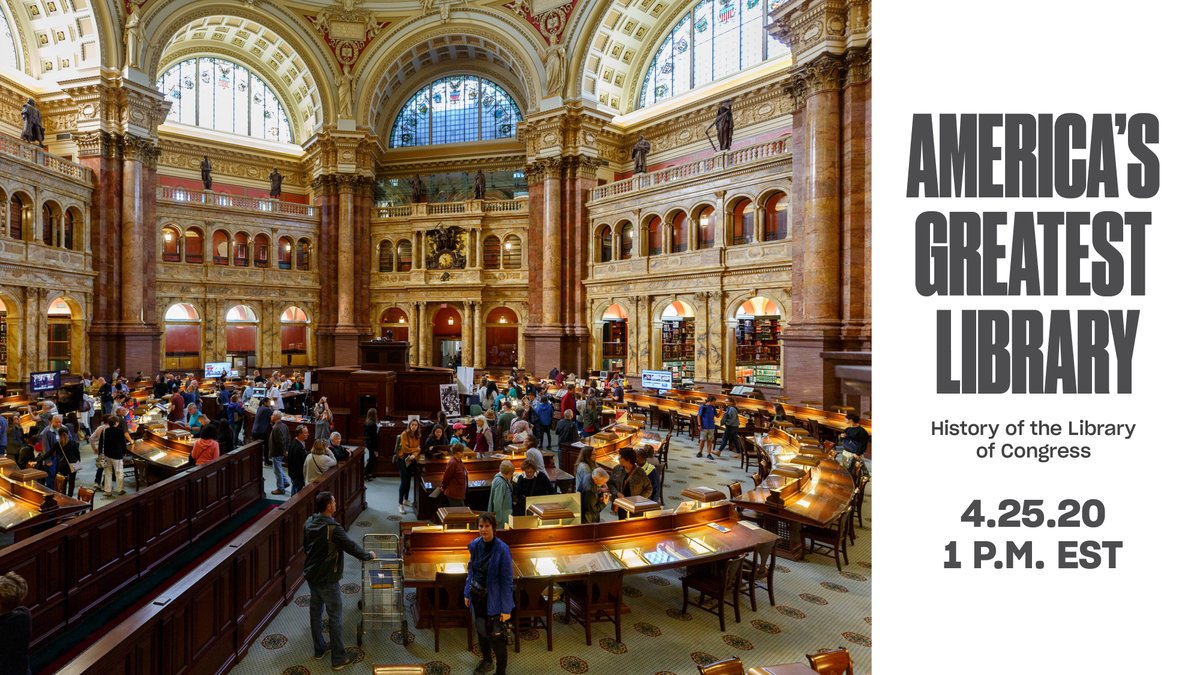 TODAY: In commemoration of this week's 220th anniversary of the establishment of the Library of Congress (April 24, 1800), we present a series of video programs from our archives highlighting the history of this unique institution. #LOC220 1pm Sat 4/25 facebook.com/libraryofcongr…