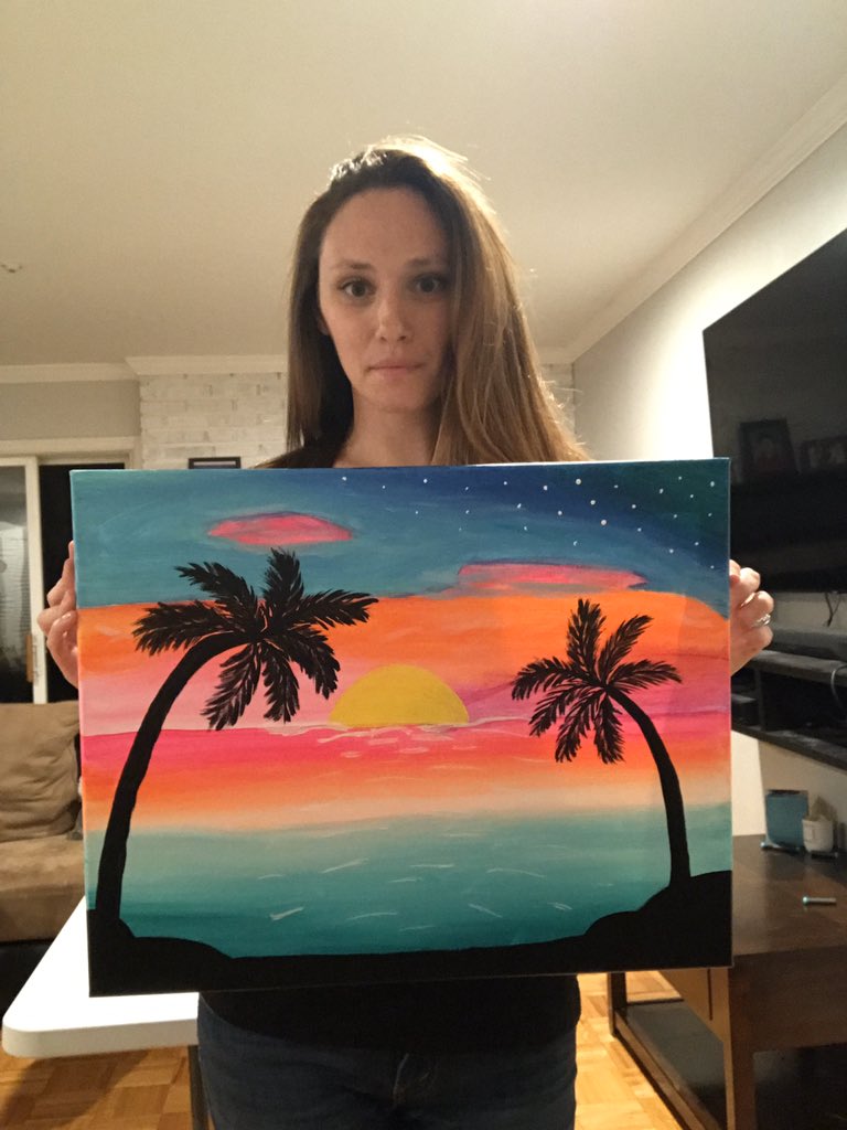KJSchoolPsych's tweet photo. Day 3 of my #selfcare journey during #COVID19 #QuarantineDiaries was brought to you by @PinotsPalette
My #Fiancé humored me in a #StayAtHome paint and sip date night! It was the perfect end to a long week that seems to be never ending! Cannot wait to do another! #CreateAtHome https://t.co/2qUV1Ibs1K